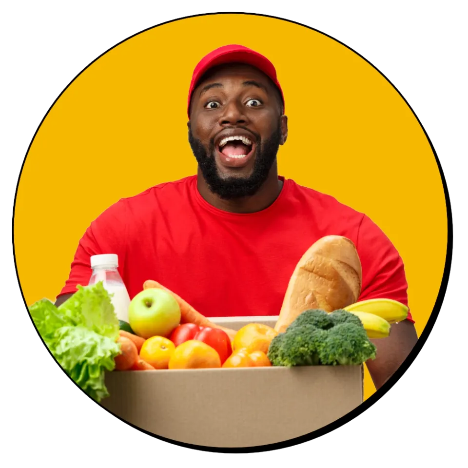 Handsome black man delivering groceries